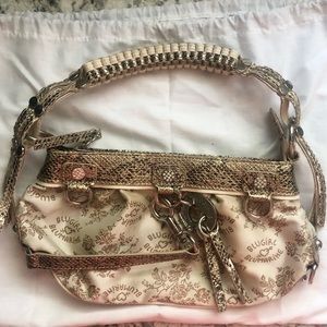 Vintage Bluemarine cream snakeskin rose arrow heart blugirl shoulder purse 💞✨